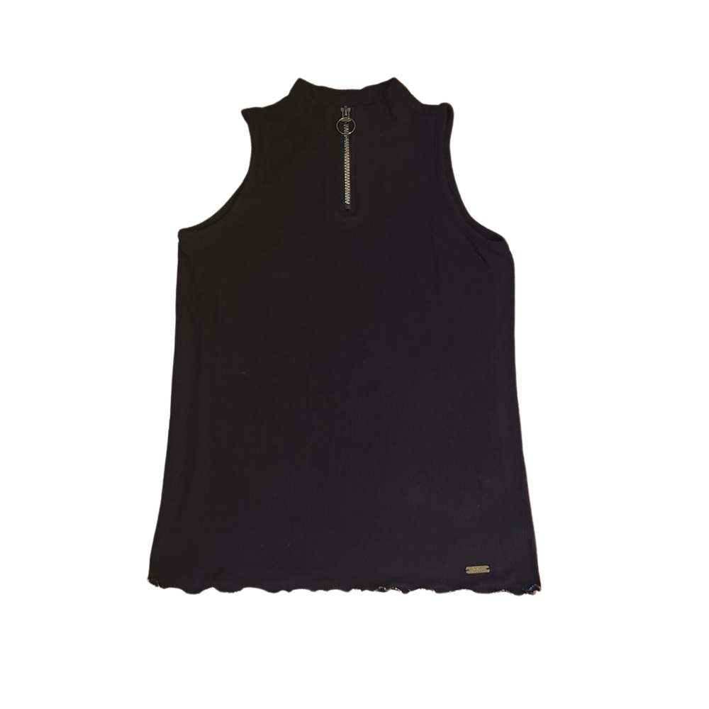 Justice Black Sleeveless Top with Zipper Accent
